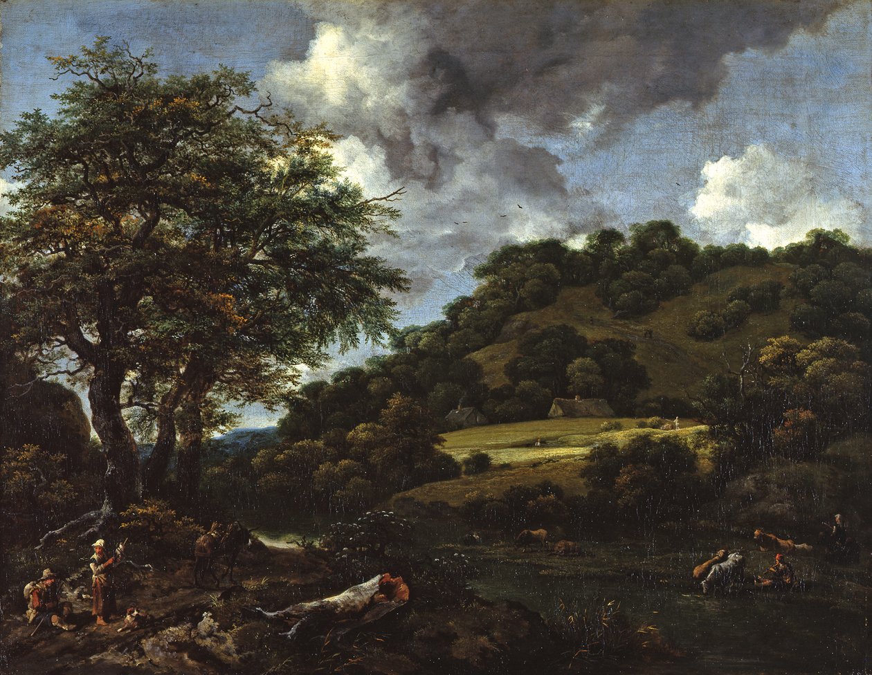 A Hilly Landscape with Tall Oaks by Jacob van Ruisdael