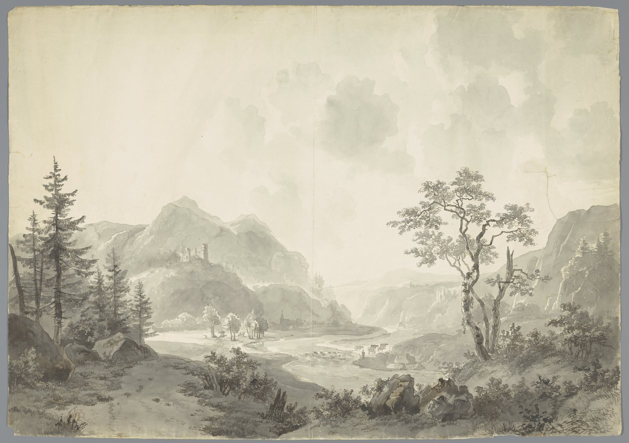Mountain Landscape with a River by Jacob van Strij