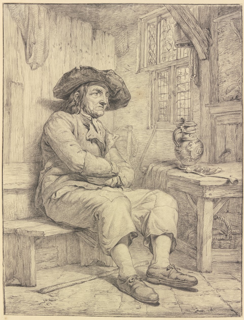 Man Sitting at a Table with Jug and Pipe by Jacob van Strij