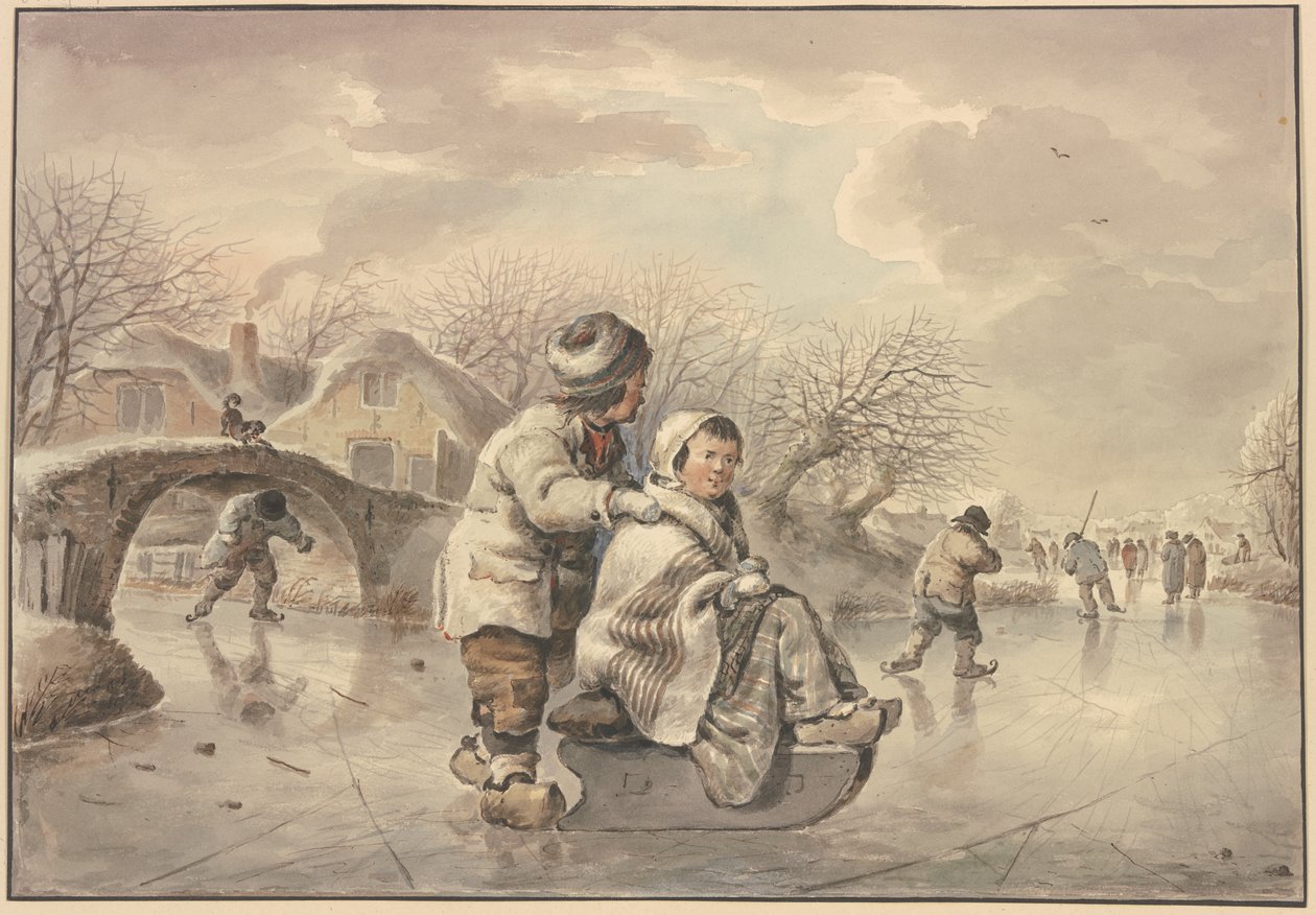 Winter Landscape with Ice Skaters by Jacob van Strij