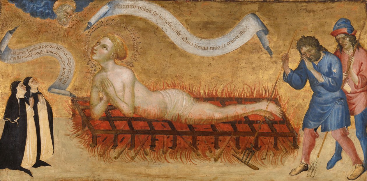 Martyrdom of Saint Lawrence, with Two Benedictine Nuns by Jacobello del Fiore