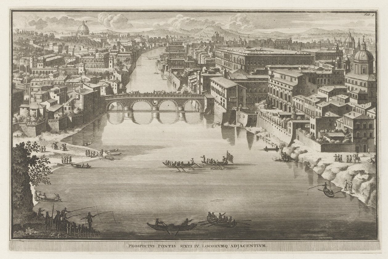 View of Rome with the Ponte Sisto over the Tiber River (series title: Views of Rome) by Jacobus Baptist