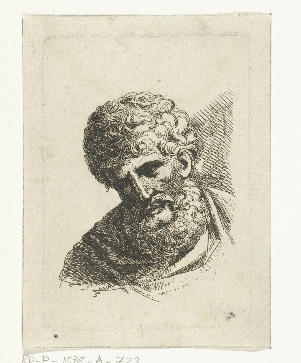 Bust of a man with curly hair and beard by Jacobus Buys