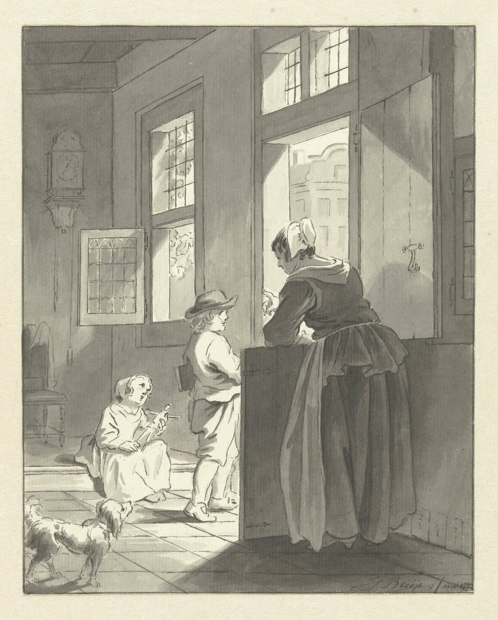 A Mother Admonishes Her Child Going to School by Jacobus Buys