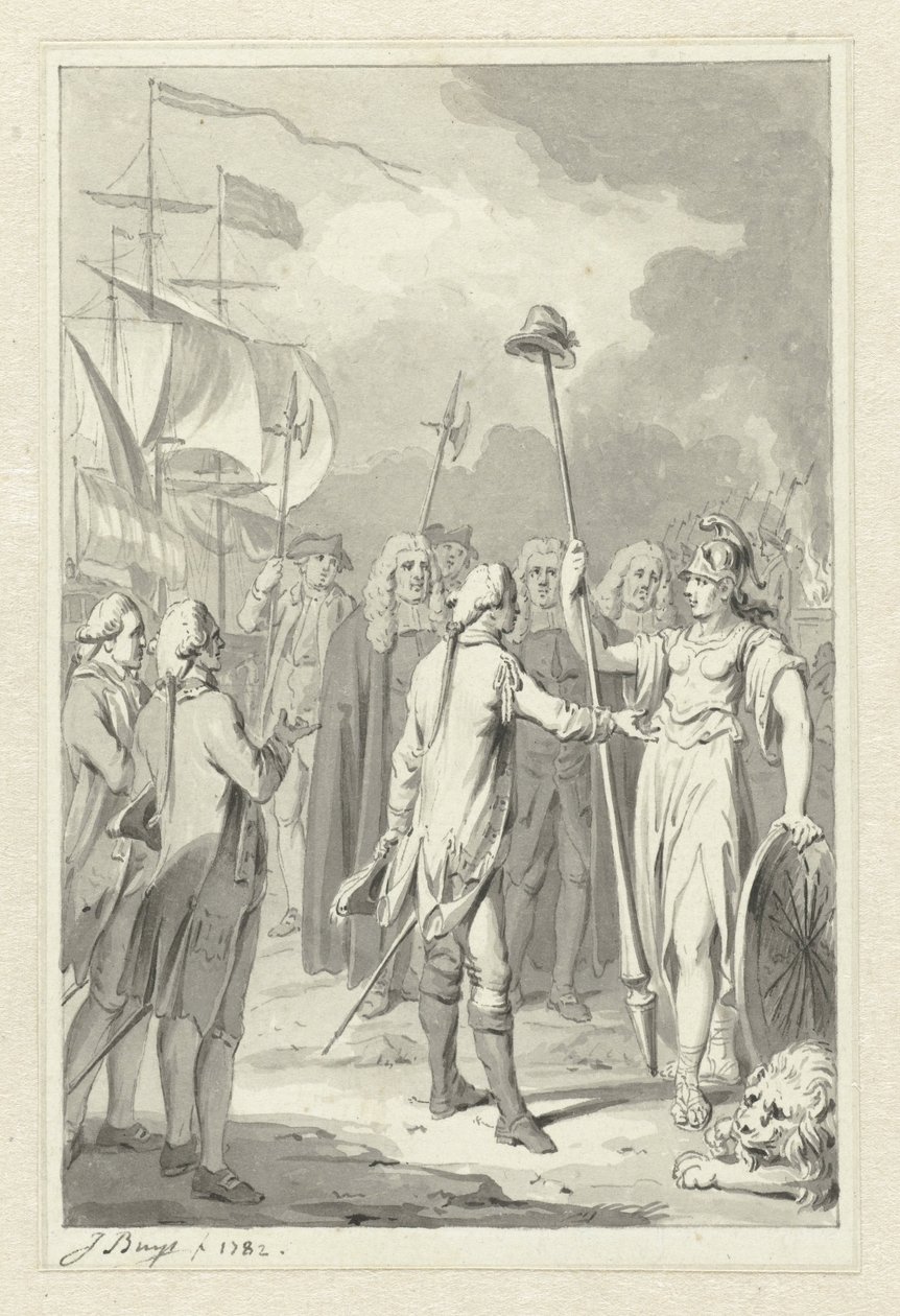 Prince William V Offers His Services to the Dutch Maiden by Jacobus Buys