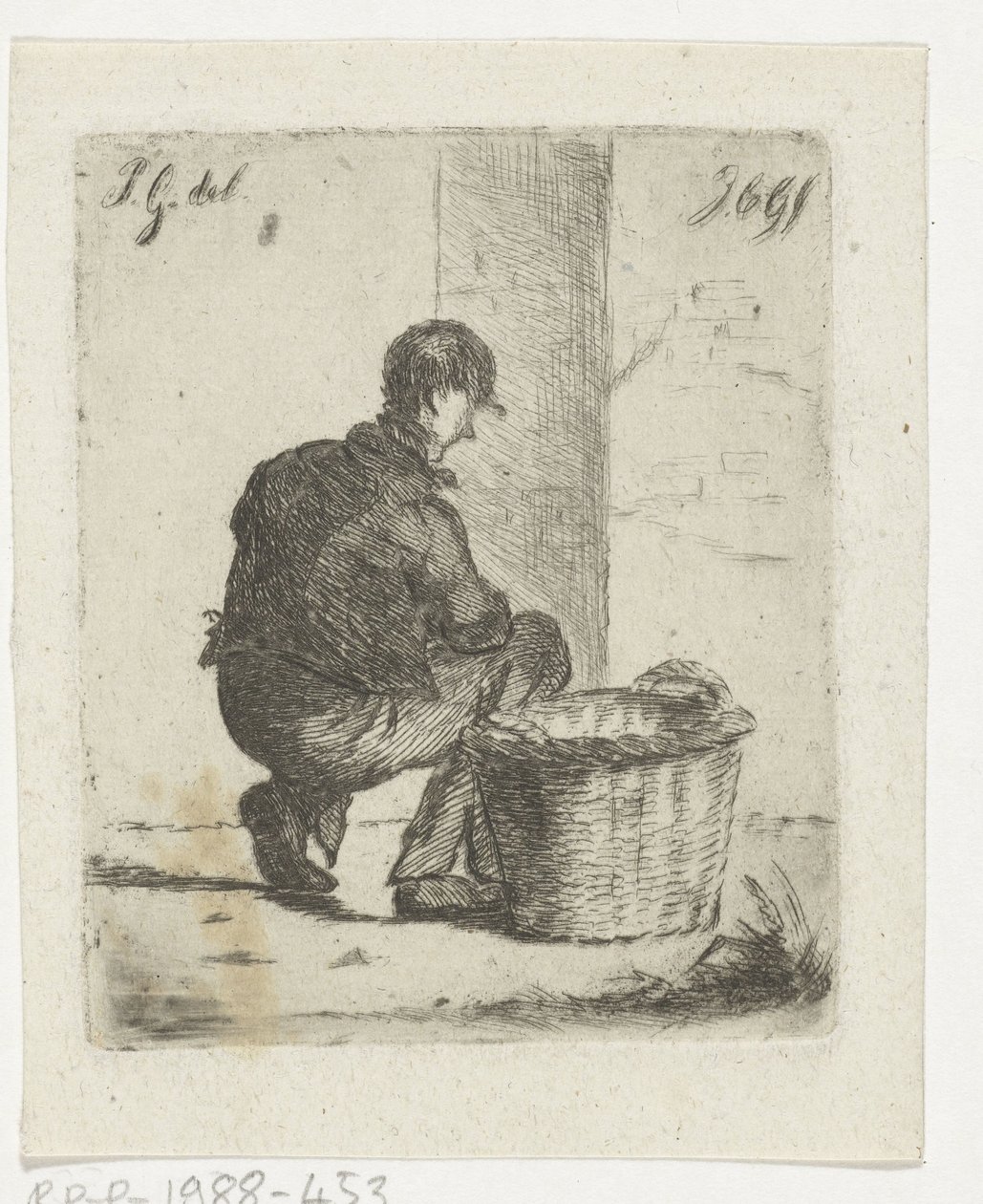 Stable Boy with Wicker Basket by Jacobus Cornelis Gaal