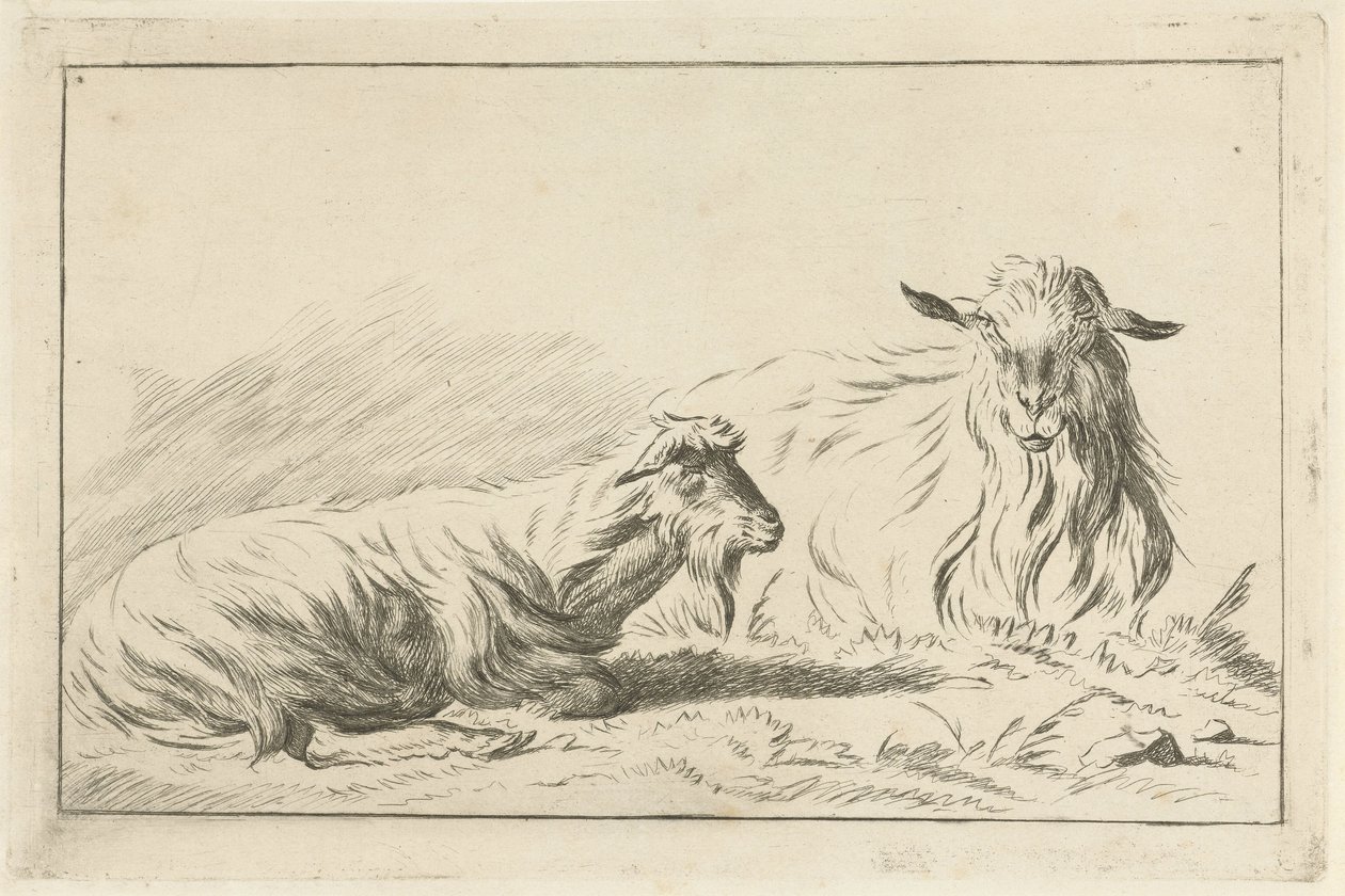 Two Lying Goats by Jacobus Cornelis Gaal