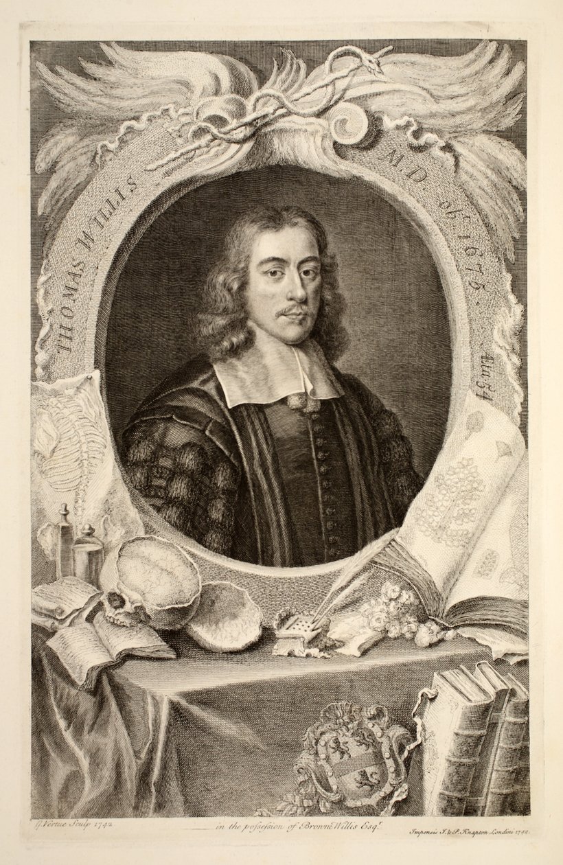 Portrait of Thomas Willis, M.D., illustration from 