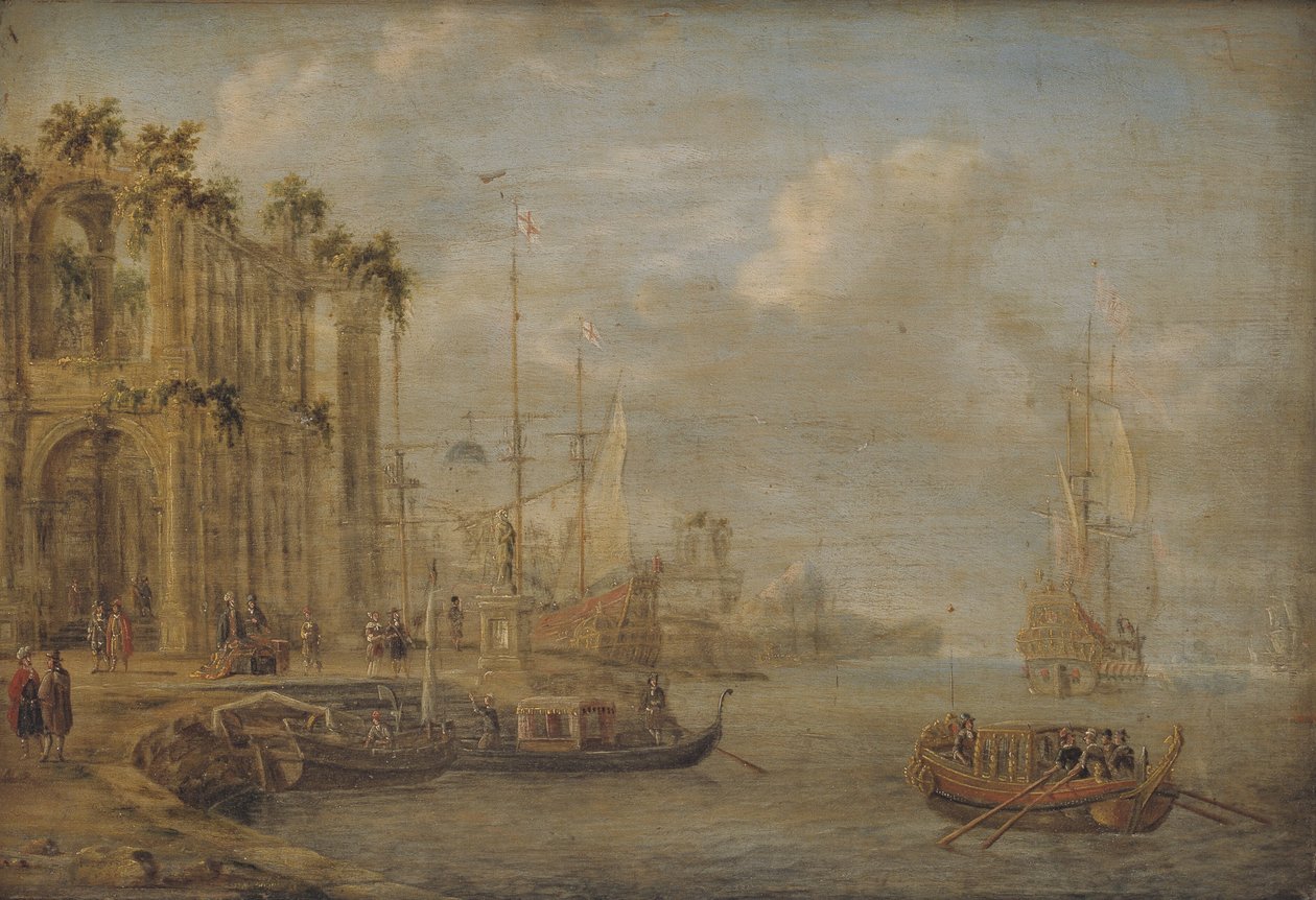 Harbour Scene with Antique Ruins by Jacobus Storck