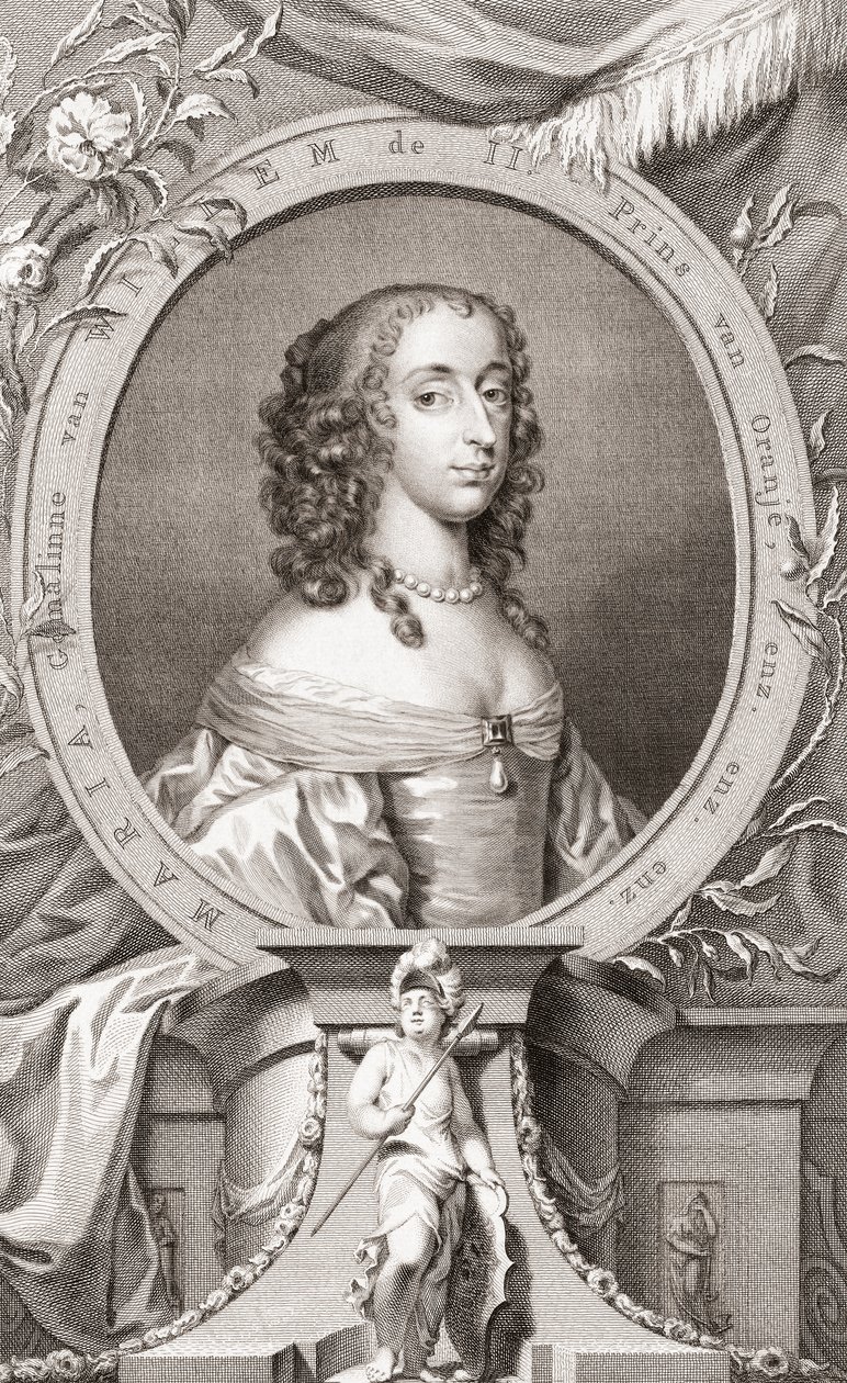 Mary, Princess Royal, Princess of Orange, Countess of Nassau (1631-60) Daughter of King Charles I of England and his wife Henrietta Maria of France, Mother of King William III of England by Jacobus and Vertue George Houbraken