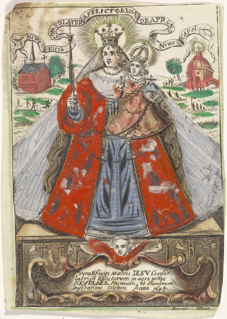 Mary with Child with Two Churches Behind Her by Jacobus de Man (I)
