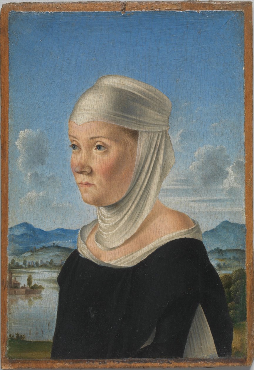 Portrait of a Woman, Possibly a Nun of San Secondo; (verso) Scene in Grisaille by Jacometto Veneziano