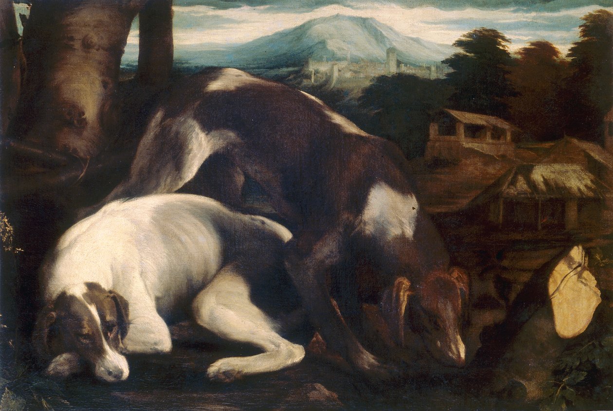 Two Dogs by Jacopo Bassano