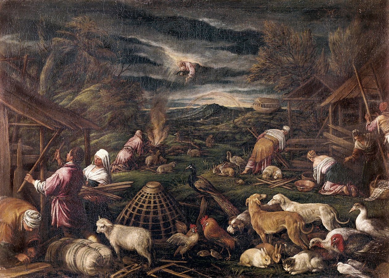 Noe after the deluge. Painting by Jacopo da Ponte, called Jacopo Bassano by Jacopo Bassano