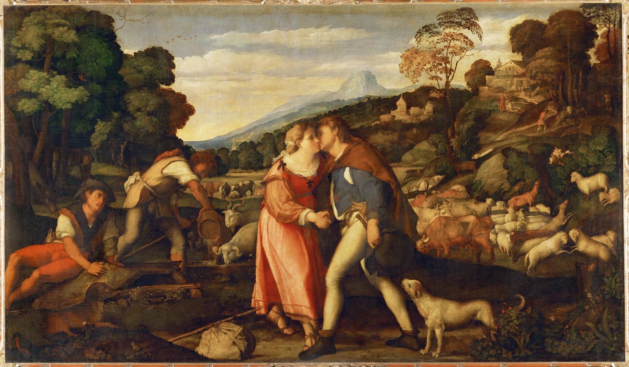 Jacob and Rachel by Jacopo (c.1480-1528) Palma