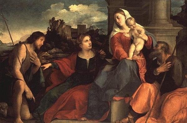 Madonna and Child with St. John the Baptist and Saints by Jacopo (c.1480 1528) Palma