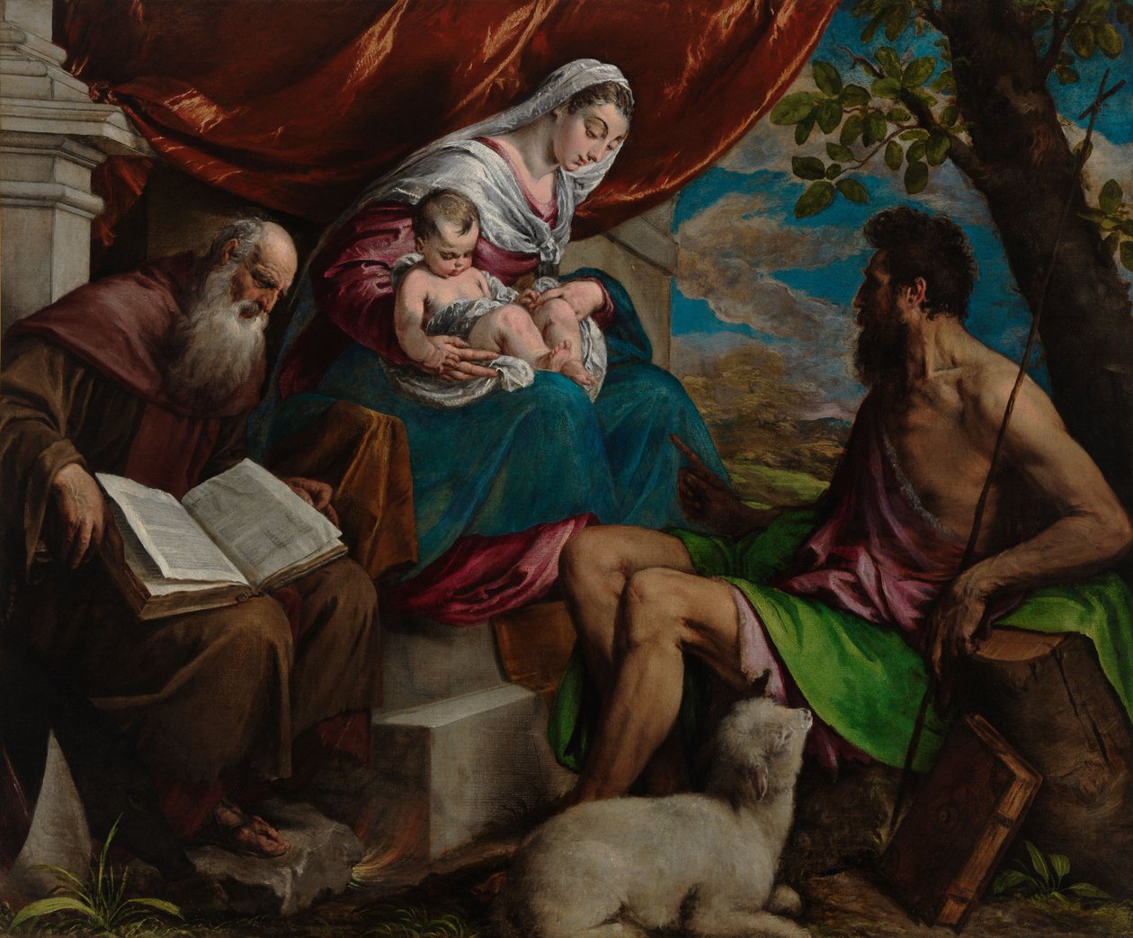 Virgin and Child with John the Baptist and Saint Anthony the Abbot by Jacopo Bassano