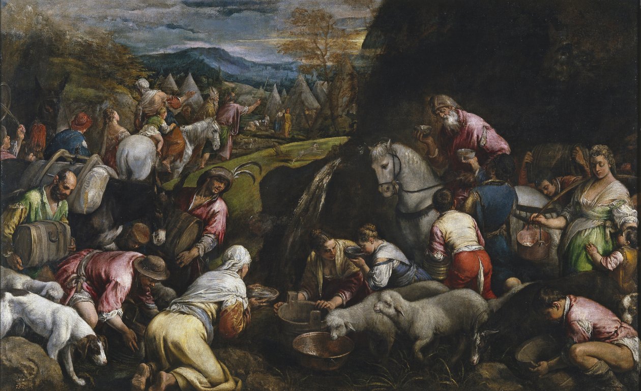 Moses Striking Water from the Rock by Jacopo Bassano il vecchio