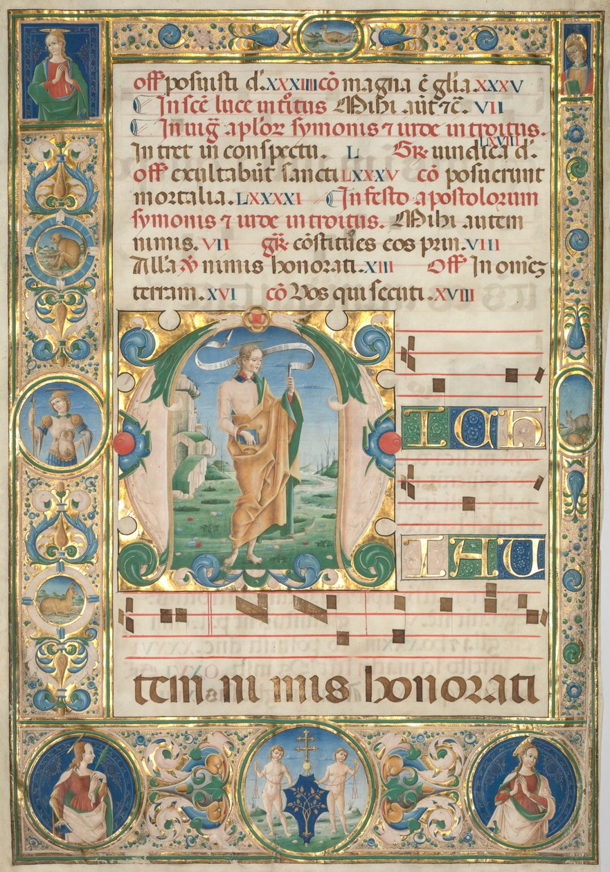 Leaf from a Gradual: Initial (M) with St. Andrew (recto) by Jacopo Filippo d