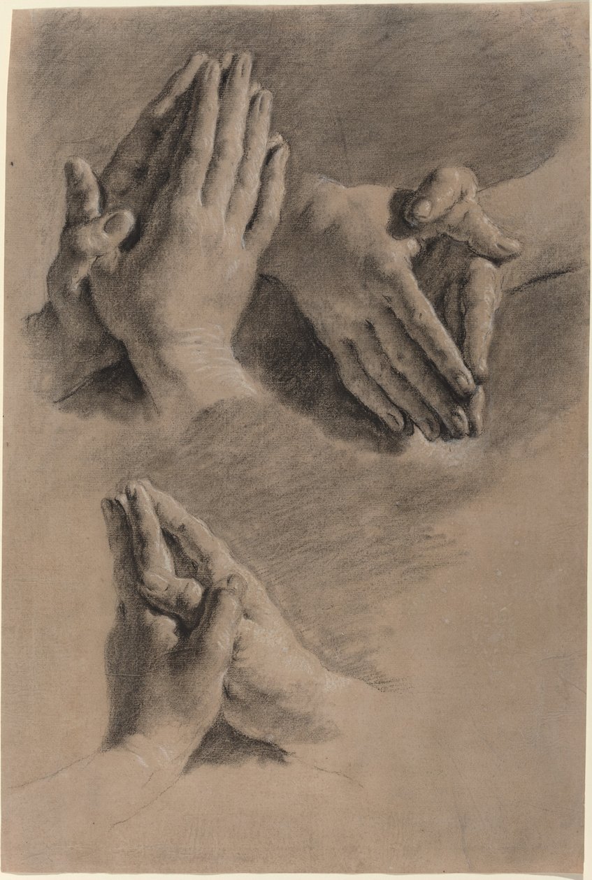 Three Studies of Hands Clasped in Prayer by Jacopo Guarana