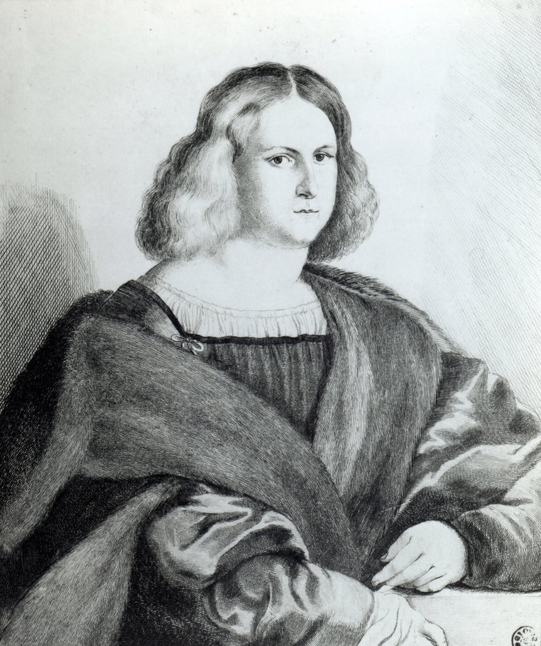 Portrait of a Young Man, print by Wenceslaus Hollar, 1650 by Jacopo Palma