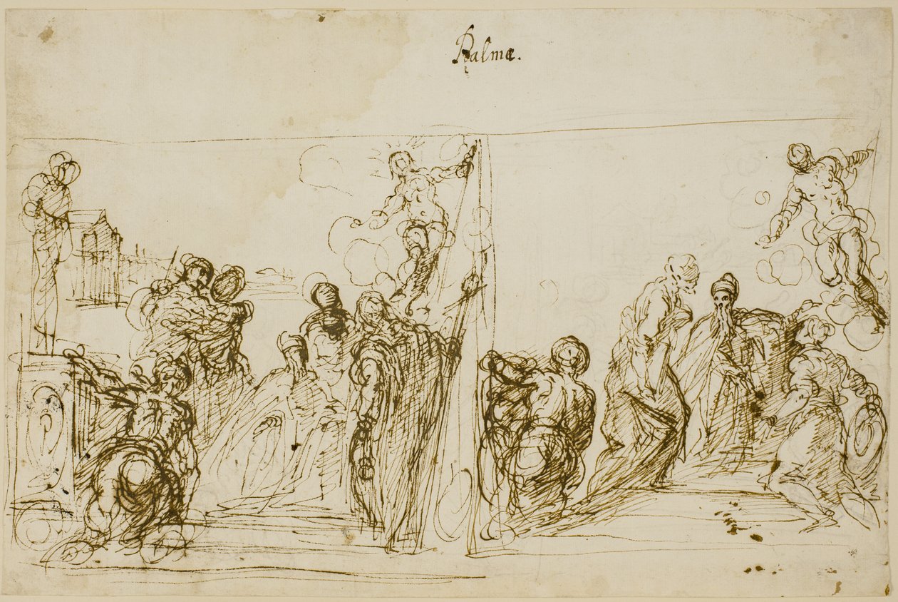 Two Composition Sketches for the Votive Painting of Doge Pasquale Cicogna, Sala del Pregadi, Palazzo Ducale, Venice by Jacopo Palma