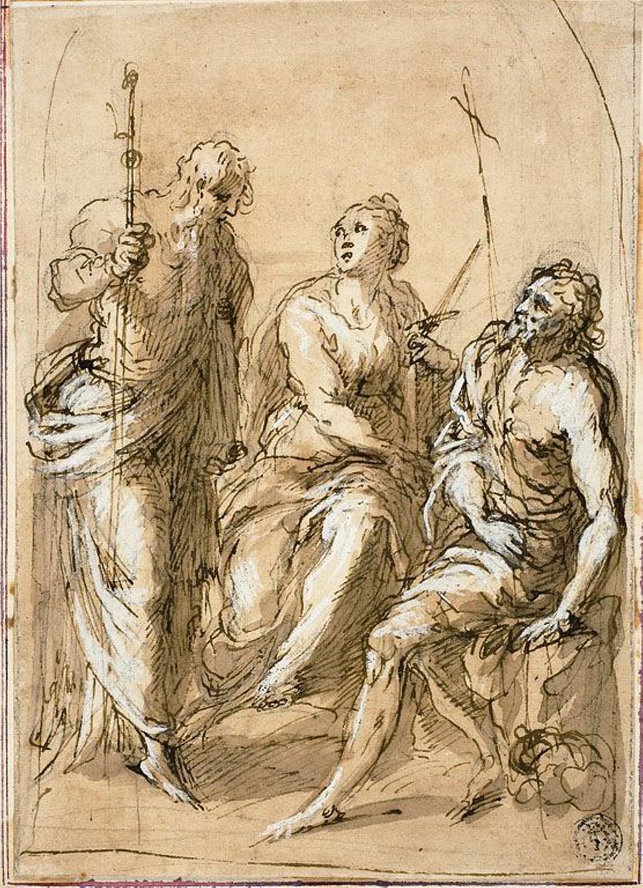 Saint Justina of Padua Enthroned, with Saints James the Less and John the Baptist by Jacopo Palma il Giovane