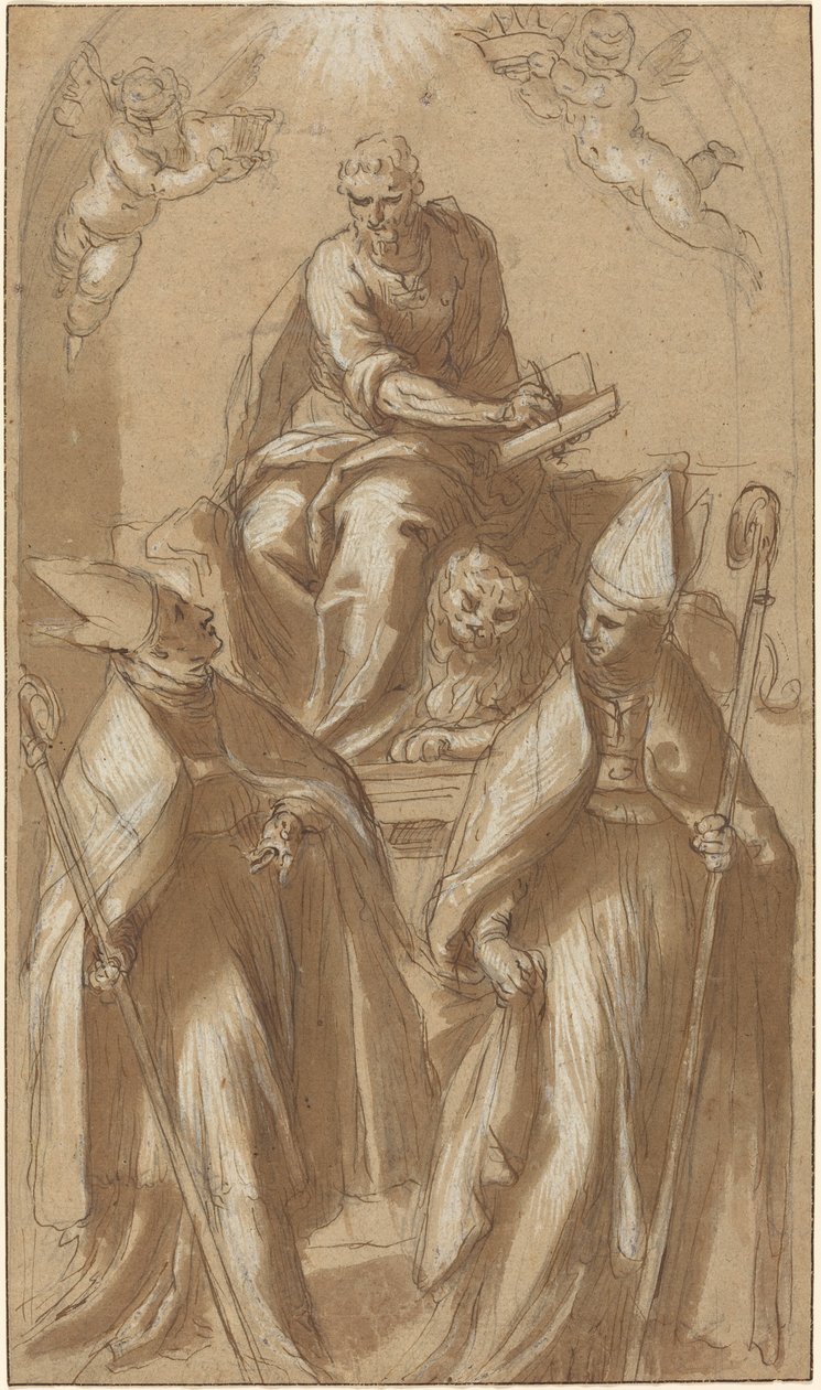 Saint Mark with Two Bishops and Putti by Jacopo Palma il Giovane
