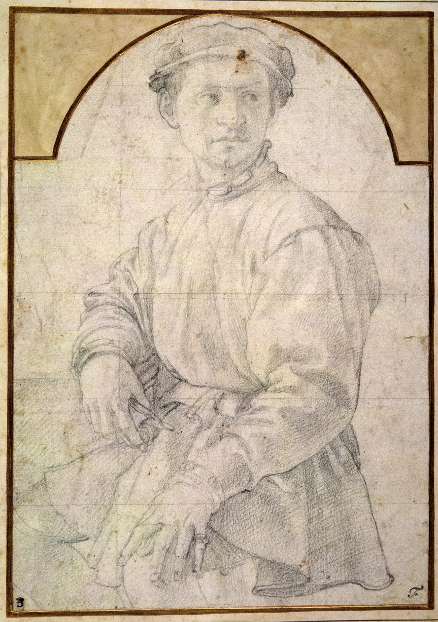 A seated youth wearing a cap by Jacopo Pontormo