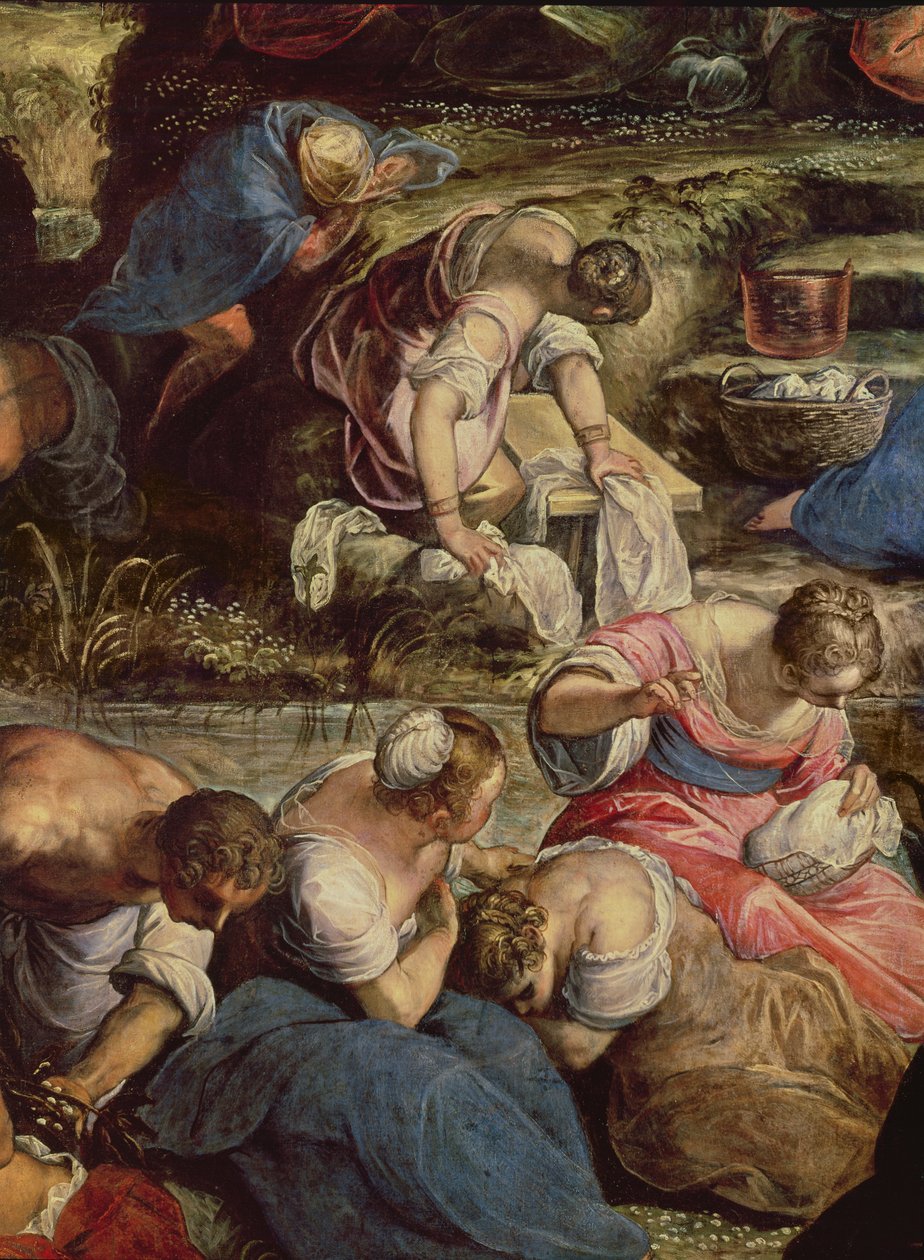 The Gathering of Manna, central detail: sewing woman by Jacopo Robusti Tintoretto