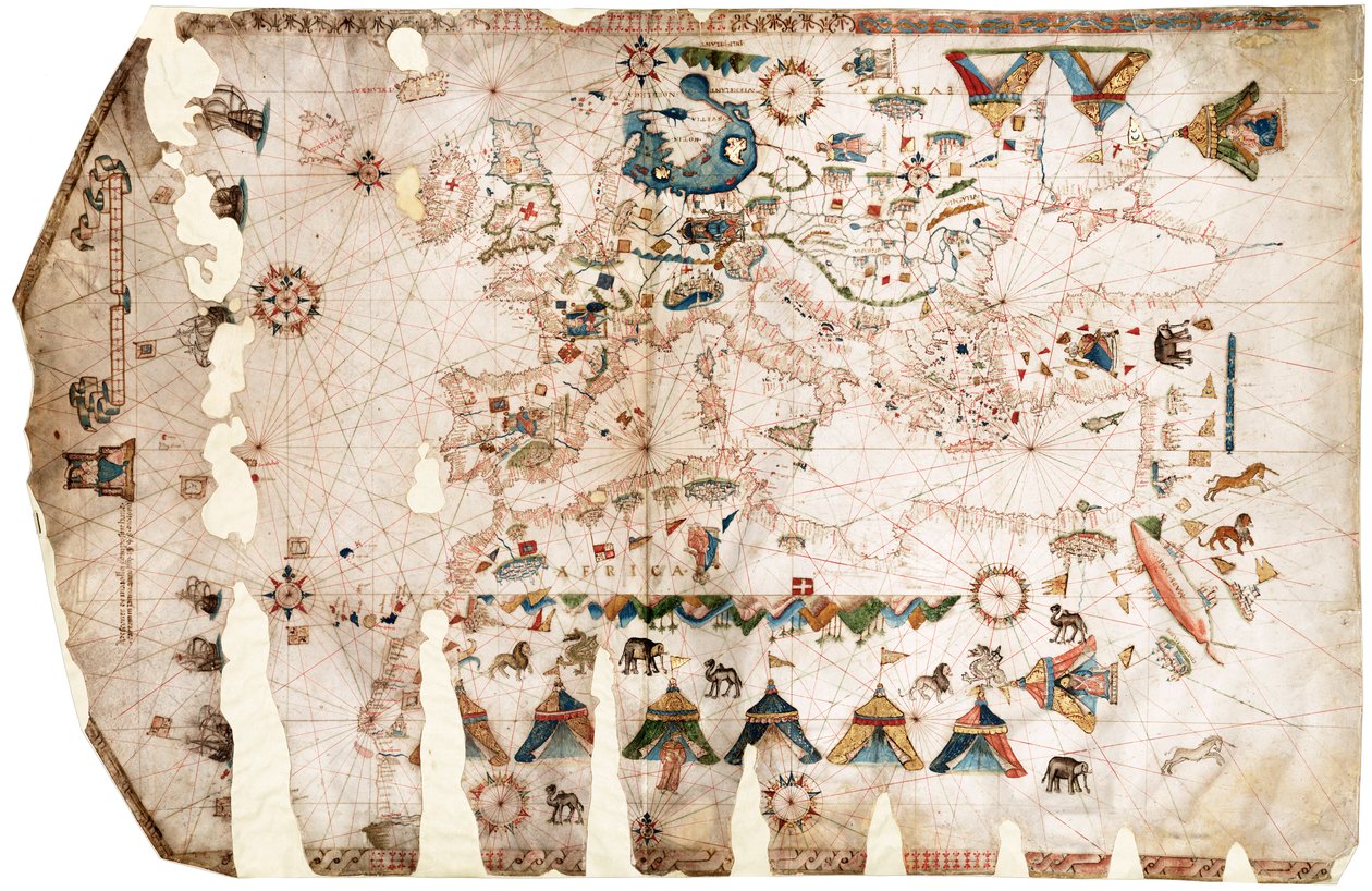 Mediterranean, Black Sea and the North East Atlantic by Jacopo Vesconte Maggiolo