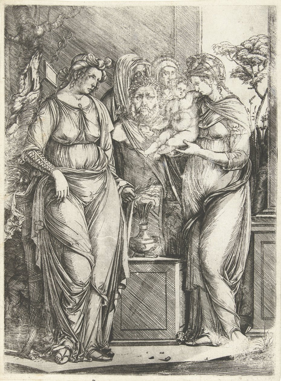 Four Women Offering a Boy at the Statue of Priapus by Jacopo de