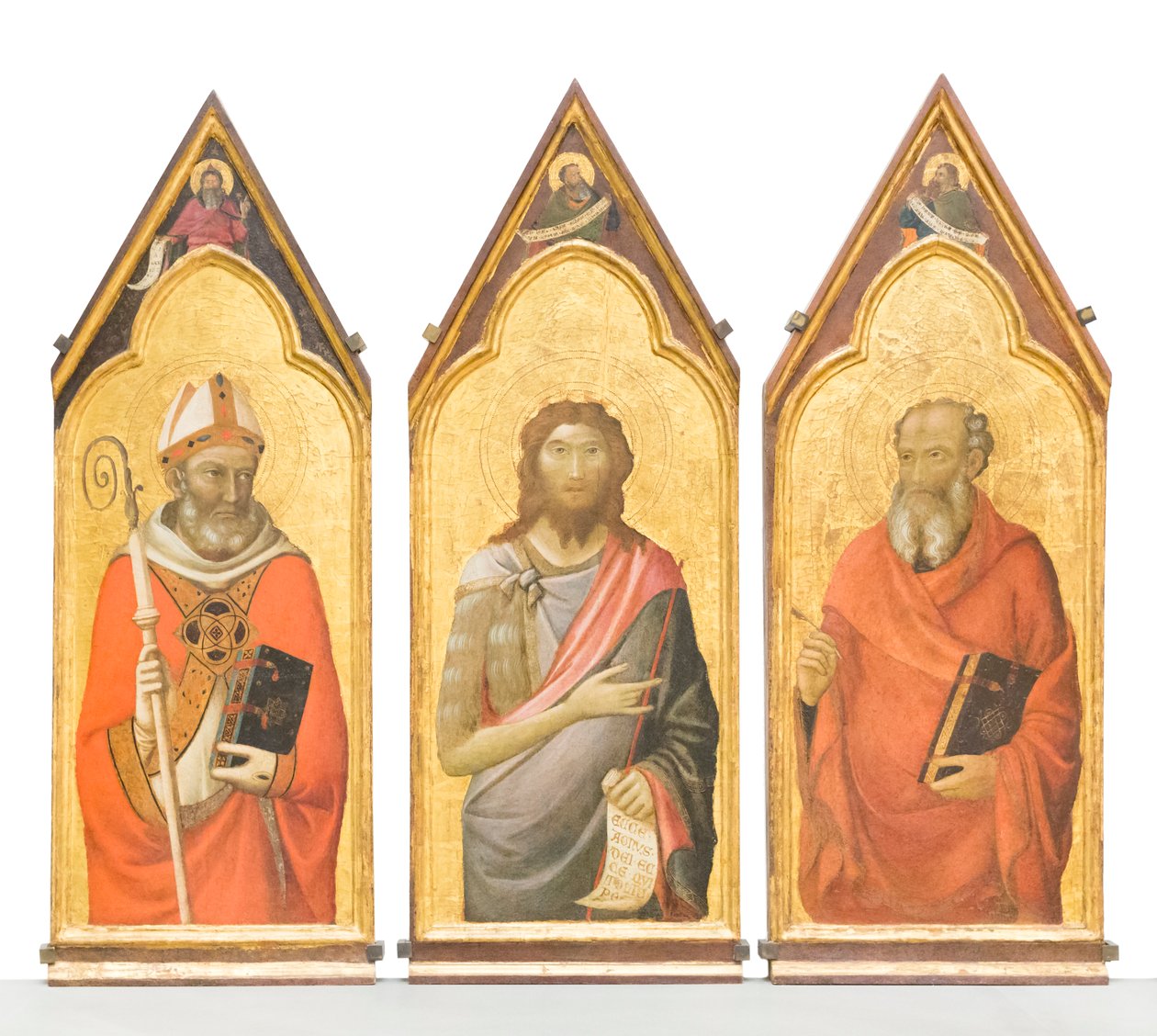 Saint John the Baptist, Saint John the Evangelist, Saint Giles by Jacopo del Casentino