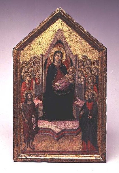 The Madonna and Child with St. John the Baptist, St. Paul and Angels by Jacopo del Casentino