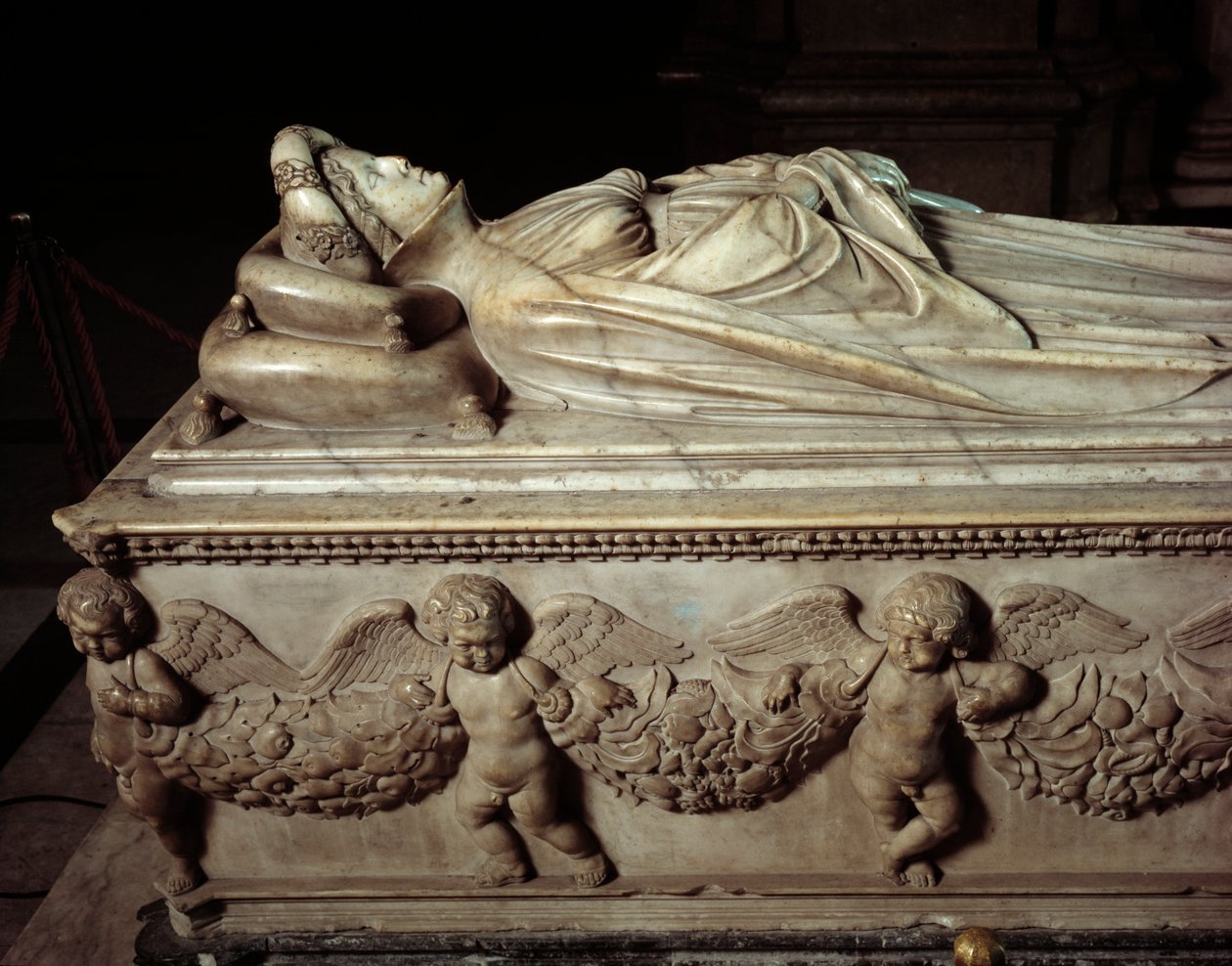Lying by Ilaria del Carretto, wife of Paolo Guinigi (Funerary monument of Ilaria del Carretto) by Jacopo della Quercia