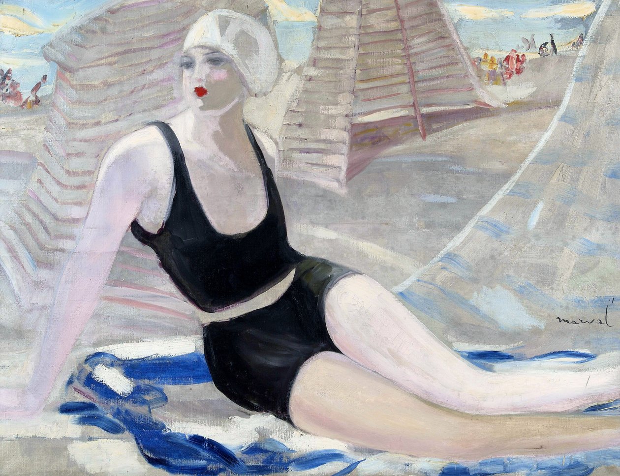 Bather in Black Swimming Suit by Jacqueline Marval