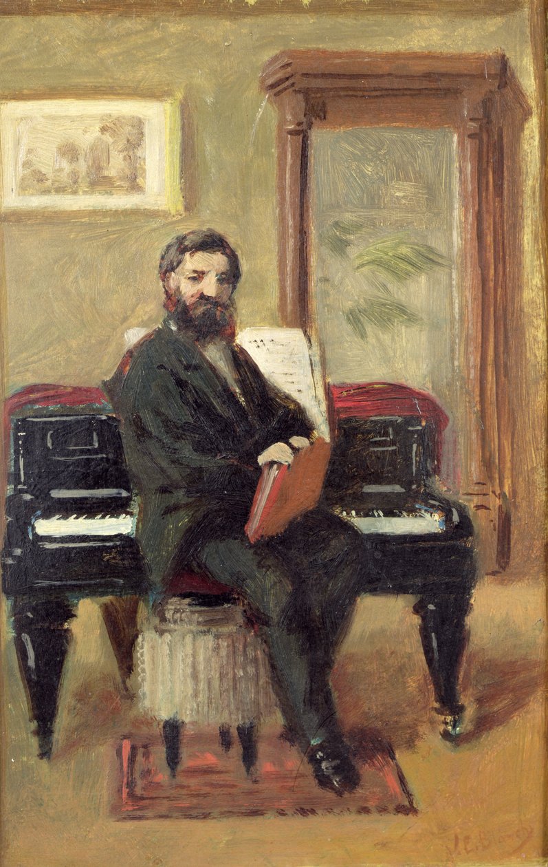 Claude Achille Debussy at His Piano by Jacques Emile Blanche