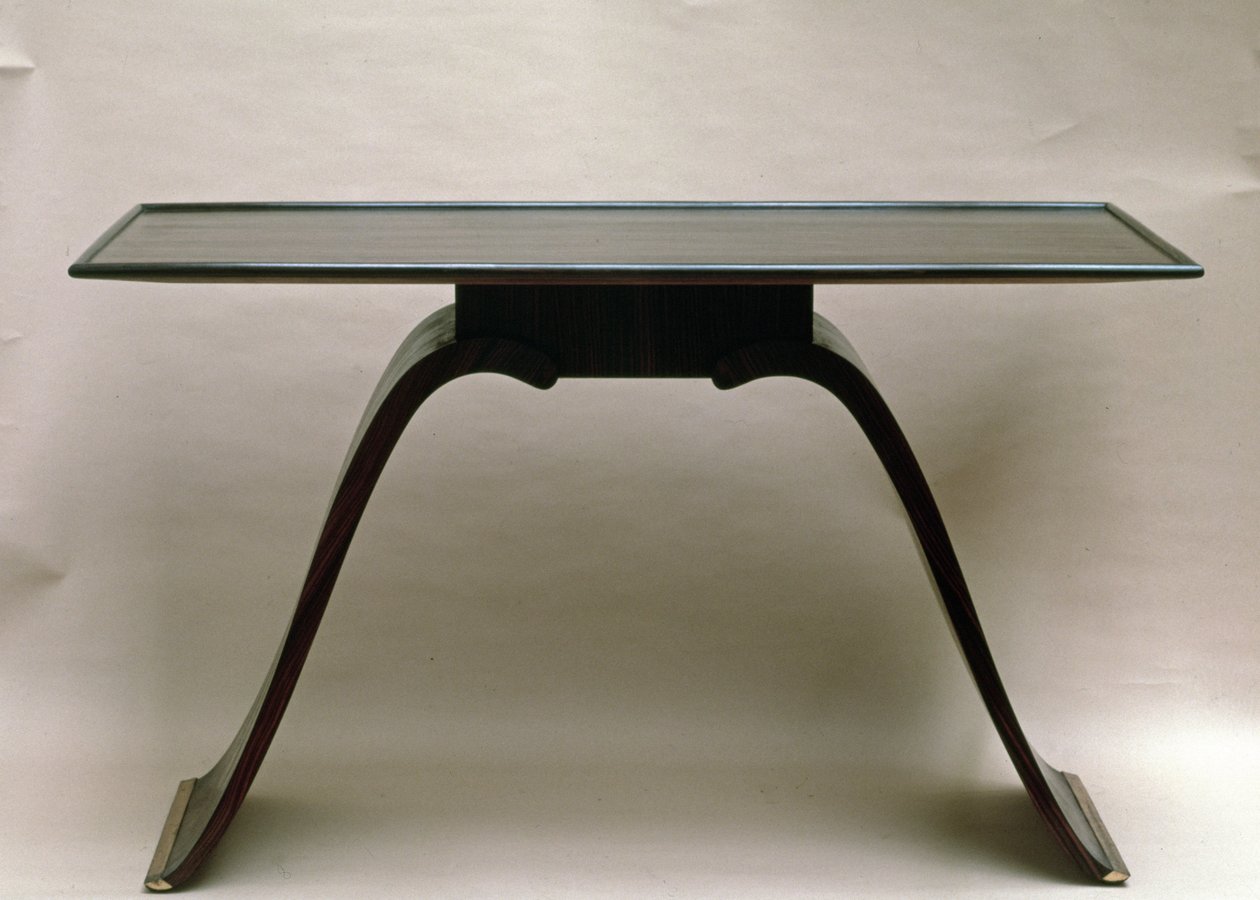 Macassin ebony table, with brass-bound feet, by Emile Jacques Ruhlmann, c.1930-32 by Jacques Emile Ruhlmann