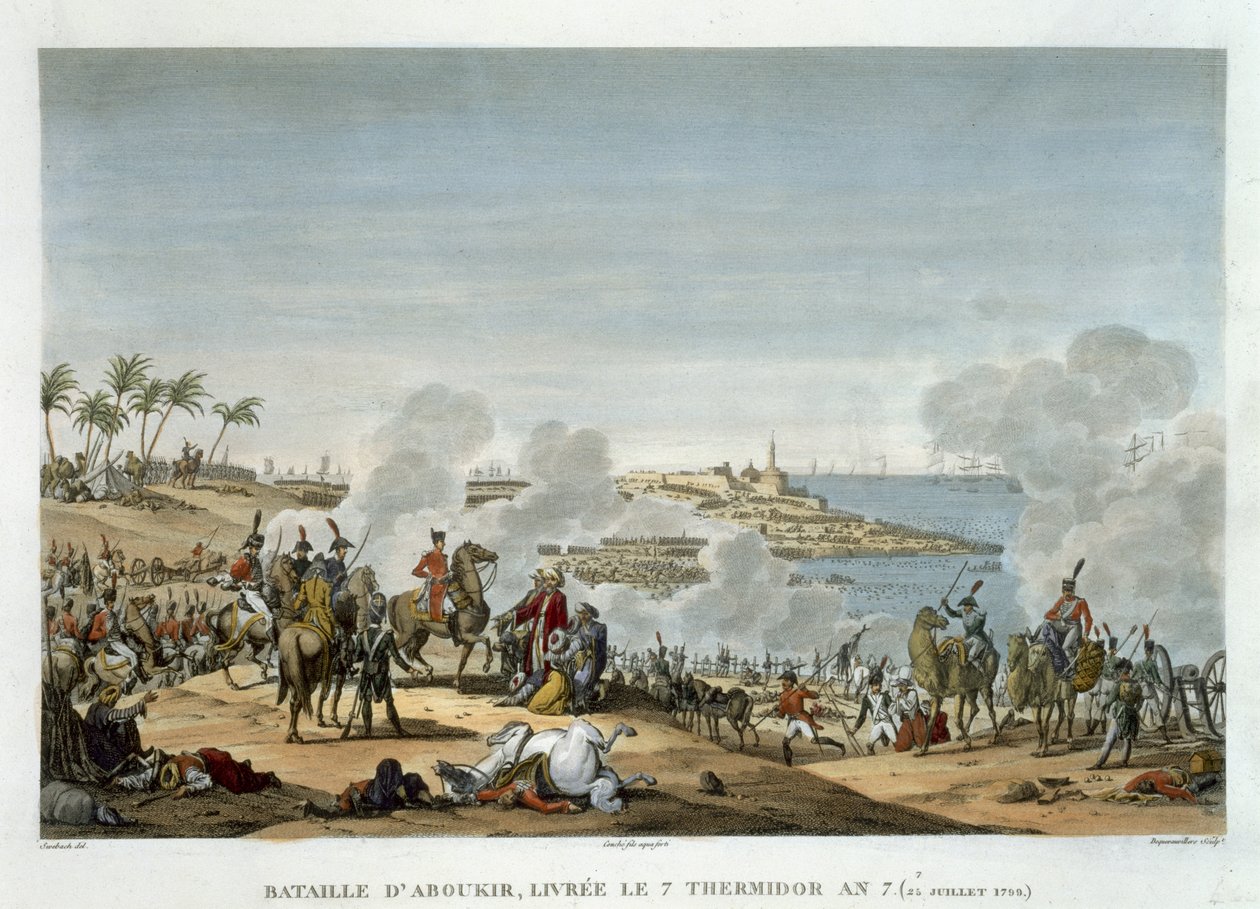 The Battle of Aboukir, 7 Thermidor, Year 7 (25 July 1799) engraved by Louis Francois Couche by Jacques Francois Joseph Swebach