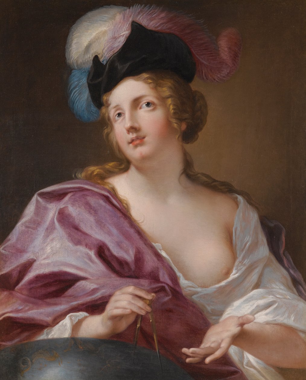 Female Astronomer with a Globe and a Pair of Compasses by Jacques Francois Courtin