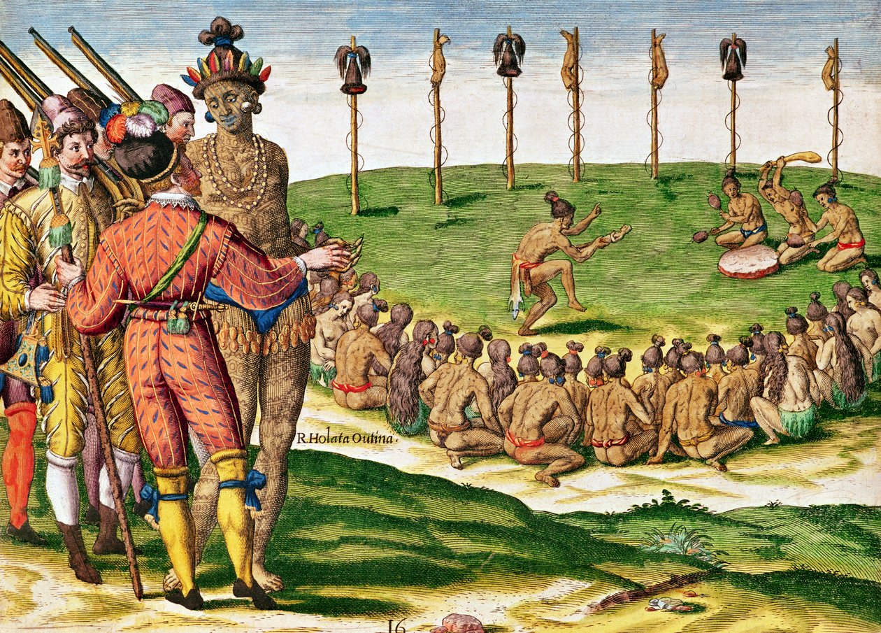 Indian Victory Ceremony by Jacques Le Moyne