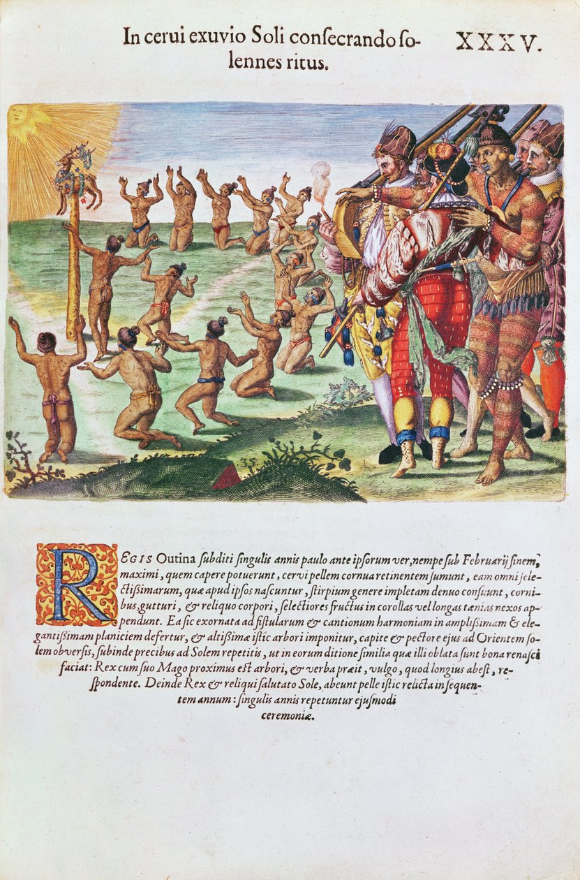 Sun Worshipping Ritual with an Offering of a Deer, from 