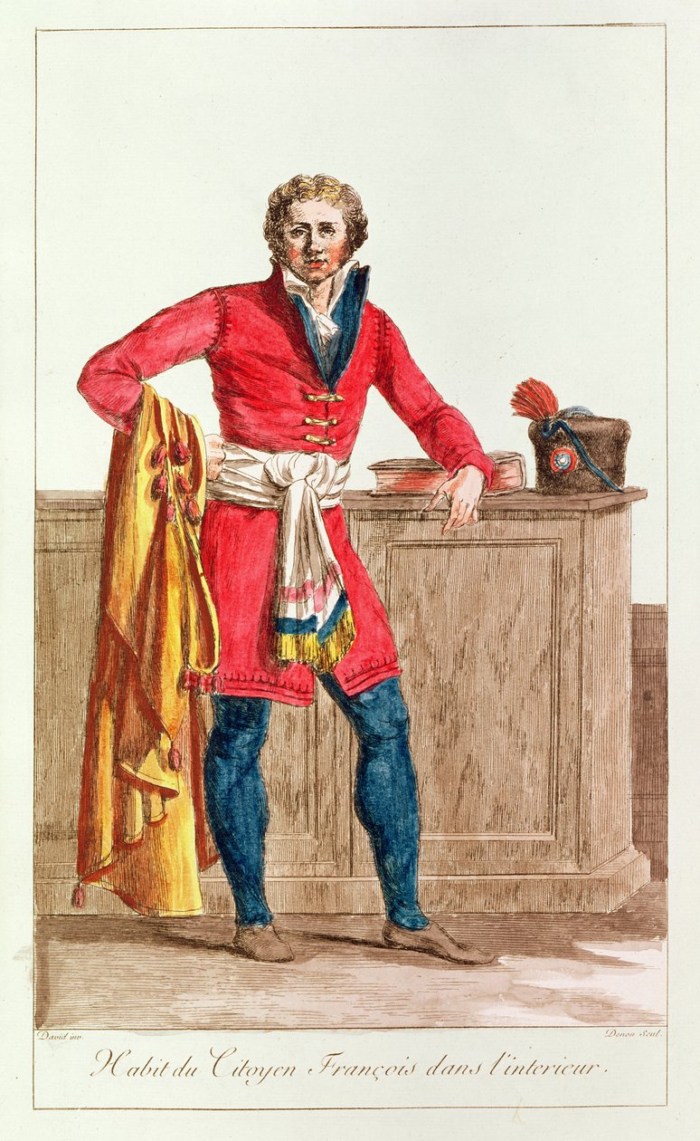 Civilian costume for a French citizen for indoors, engraved by Vivant Dominique Denon by Jacques Louis David