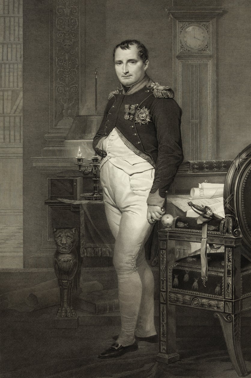 Napoleon I in his study, engraved by Jean Nicholas Laugier by Jacques Louis David