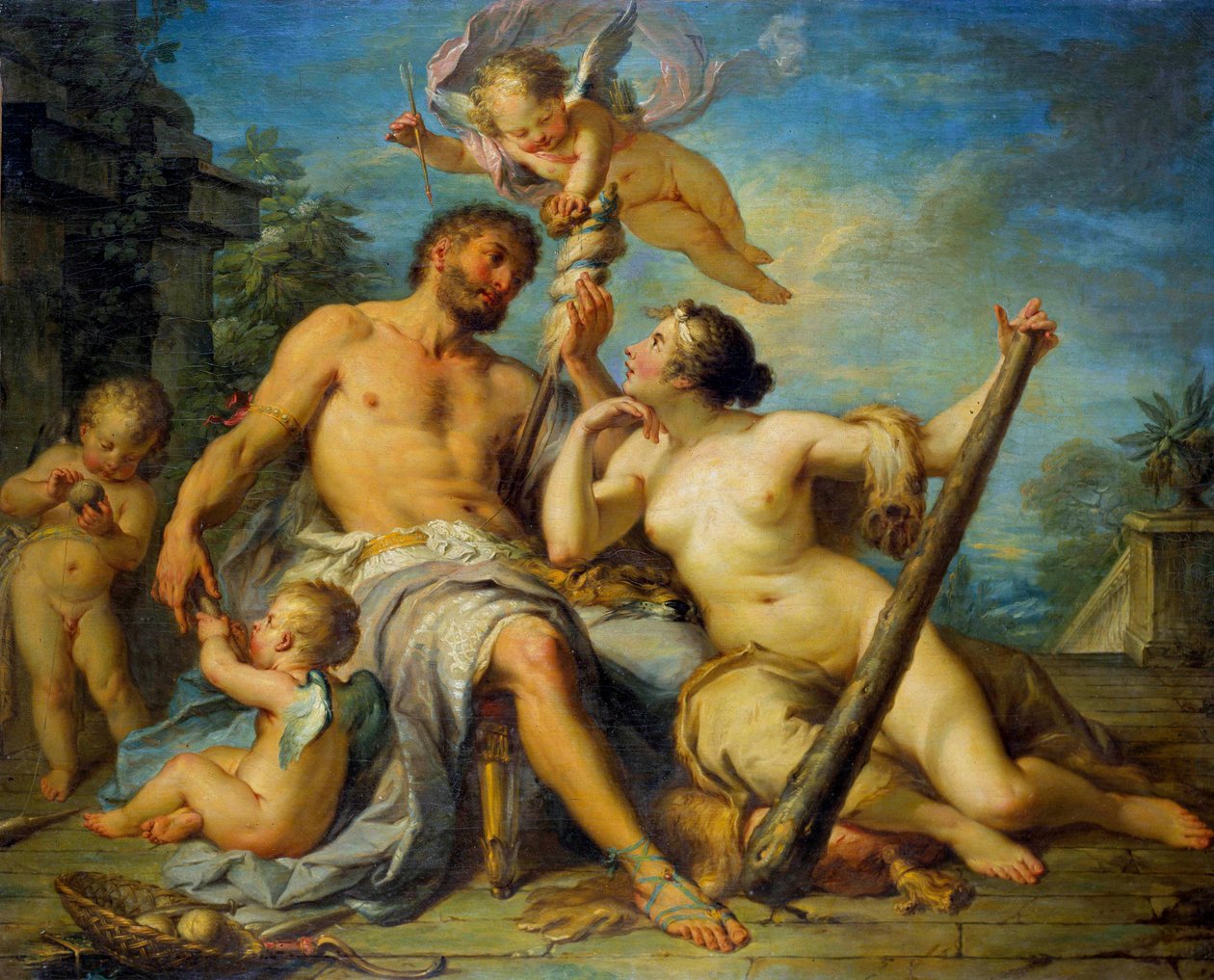 Hercules and Omphale by Jacques  Dumont