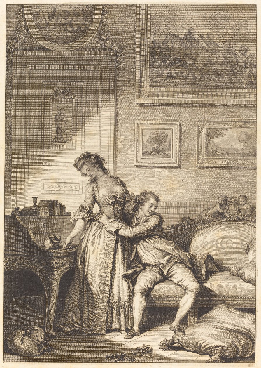A miserly woman, a gallant crook by Jacques Aliamet and Antoine Jean Duclos after Jean Honoré Fragonard