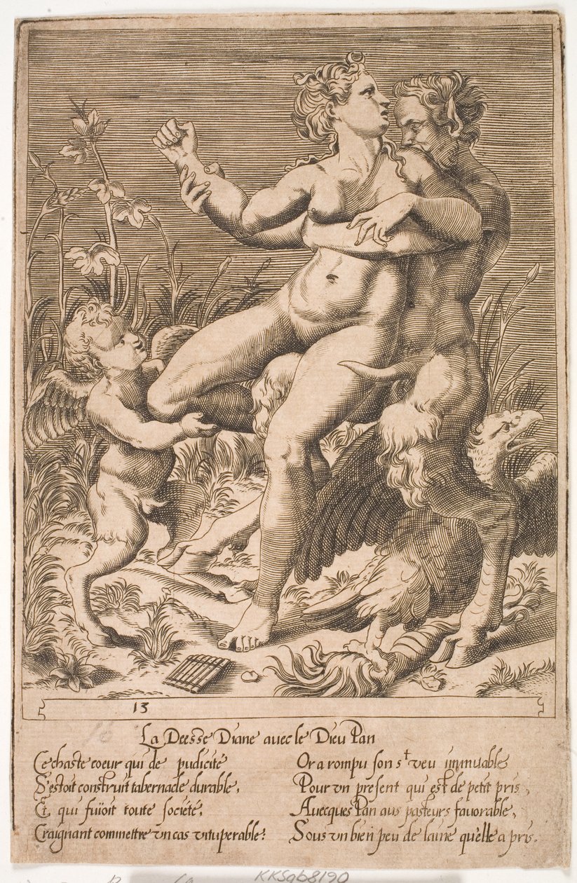 Diana and Pan by Jacques Androuet Ducerceau d.Æ.