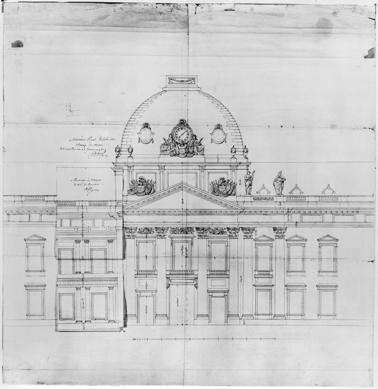 Design for the Ecole Militaire in Paris by Jacques Ange Gabriel