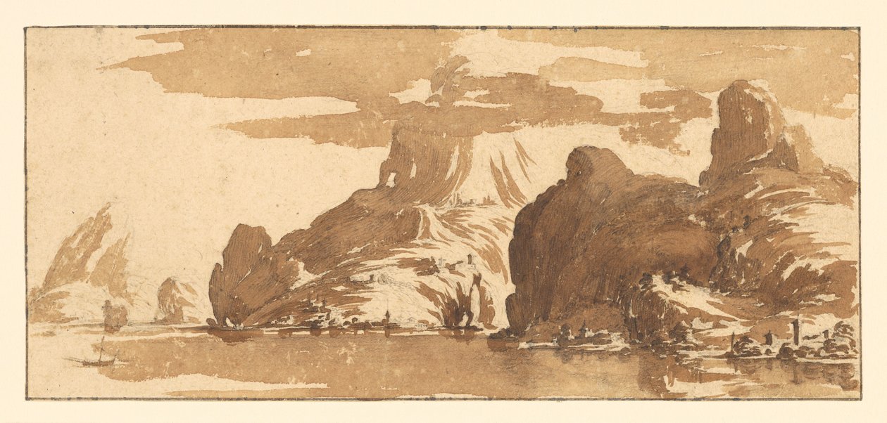 A View of Mountains Across a Lake by Jacques Callot