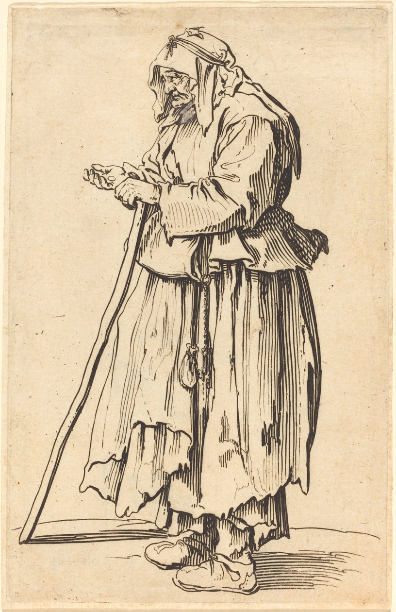 Beggar Woman Receiving Charity by Jacques Callot